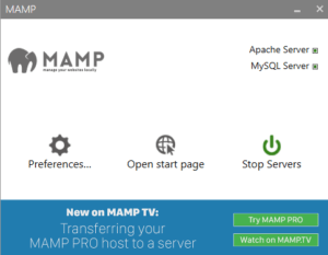 MAMP a local host server software