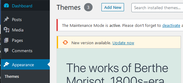 WordPress Add New Theme