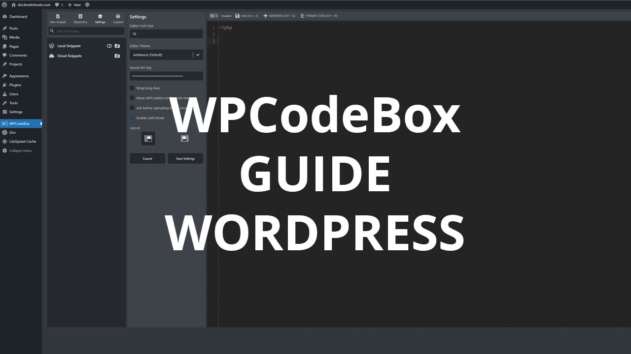 How to enable dark mode wpcodebox