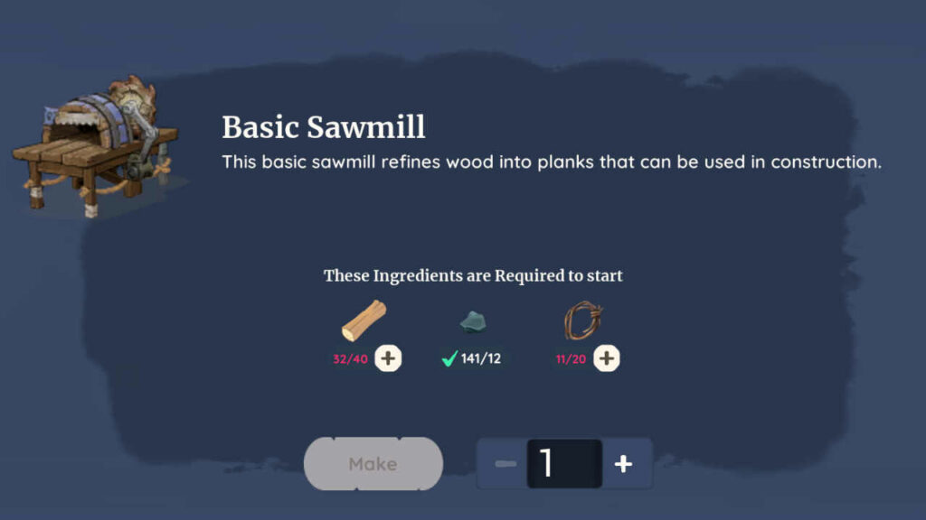 Basic Sawmill Palia