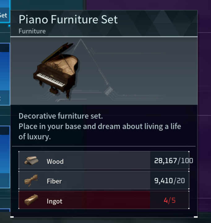 Piano Furniture Set Palworld