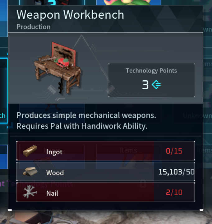 Weapon Workbench Palworld