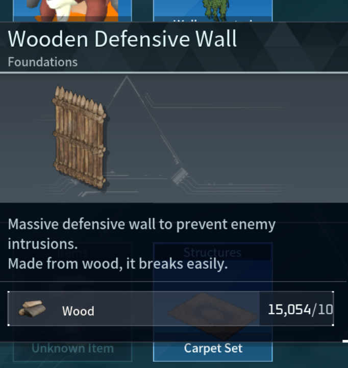 Wooden Defensive Wall Palworld