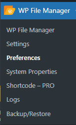 wp file manager preferences